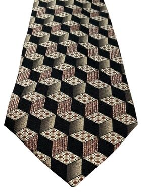 Original B.D. Baggies All Silk Tie Geometric Cube Pattern 57” x 4”